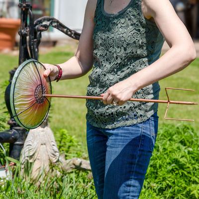 Show full view: Sunnydaze Decor Deck-Mounted Glass Blooming Sunflower Bird Bath with Stake, Yellow slide 4 of 6
