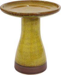 Sunnydaze Decor Duo-Tone Ceramic Bird Bath, Dark Yellow