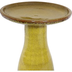 Sunnydaze Decor Duo-Tone Ceramic Bird Bath, Dark Yellow