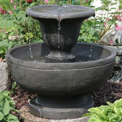 Sunnydaze Decor Electric Polyresin 2-Tier Streaming Falls Outdoor Bird Water Fountain, Grey, 25-in slide 2 of 7