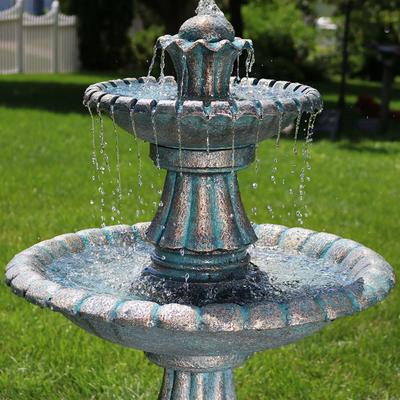 Show full view: Sunnydaze Decor Electric Polyresin & Fiberglass 2-Tier Nouveau Outdoor Bird Water Fountain, Green, 41-in slide 6 of 7
