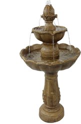 Sunnydaze Decor Electric Resin 2-Tier Blooming Flower Bird Water Feature, Light Brown, 38-in