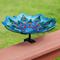 Show in main carousel: Sunnydaze Decor Exquisite Feathers Deck Mounted Staked Glass Turquoise Bird Bath, Cyan, 11-in slide 2 of 7