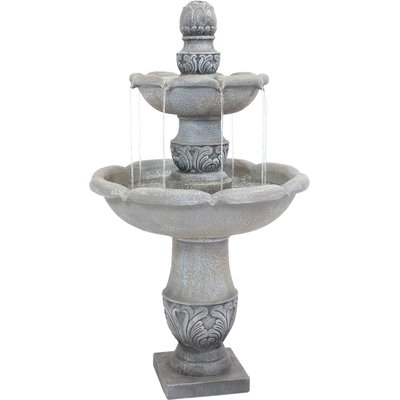 Sunnydaze Decor Sunnydaze Decor Fiberglass Reinforced Concrete 2-Tier French Garden Design Bird Water Fountain, Dusty Grey, 50-in