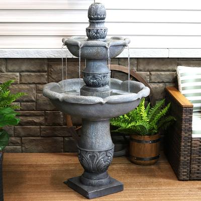 Show full view: Sunnydaze Decor Fiberglass Reinforced Concrete 2-Tier French Garden Design Bird Water Fountain, Dusty Grey, 50-in slide 2 of 8
