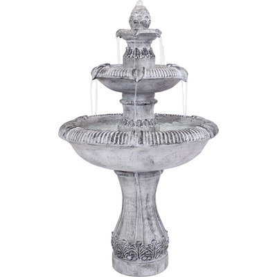Sunnydaze Decor Sunnydaze Decor Fiberglass Reinforced Concrete 3-Tier Mediterranean-Inspired Bird Water Fountain, Grey, 50-in