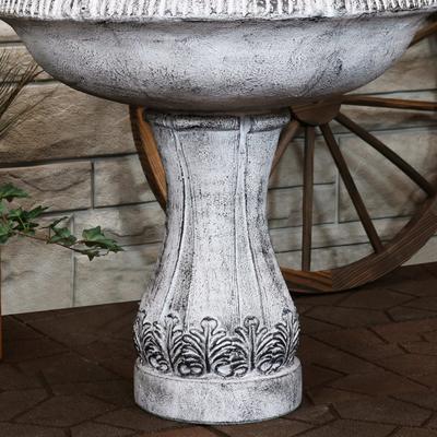Show full view: Sunnydaze Decor Fiberglass Reinforced Concrete 3-Tier Mediterranean-Inspired Bird Water Fountain, Grey, 50-in slide 6 of 9