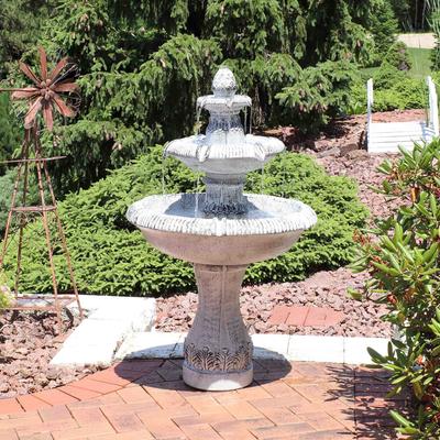 Show full view: Sunnydaze Decor Fiberglass Reinforced Concrete 3-Tier Mediterranean-Inspired Bird Water Fountain, Grey, 50-in slide 2 of 9