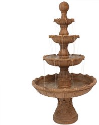 Sunnydaze Decor Fiberglass & Resin 4-Tier Ball Top Bird Water Fountain, Brown, 80-in
