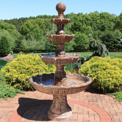 Show full view: Sunnydaze Decor Fiberglass & Resin 4-Tier Ball Top Bird Water Fountain, Brown, 80-in slide 2 of 8