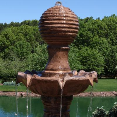 Show full view: Sunnydaze Decor Fiberglass & Resin 4-Tier Ball Top Bird Water Fountain, Brown, 80-in slide 5 of 8