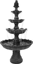 Sunnydaze Decor Fiberglass & Resin 4-Tier Grand Courtyard Bird Water Fountain, Black Finish, 80-in
