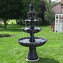 Sunnydaze Decor Fiberglass & Resin 4-Tier Grand Courtyard Bird Water Fountain, Black Finish, 80-in slide 2 of 8