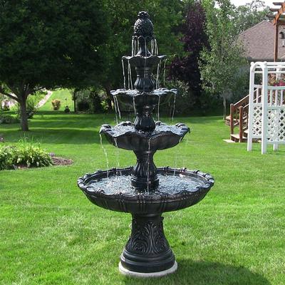 Show full view: Sunnydaze Decor Fiberglass & Resin 4-Tier Grand Courtyard Bird Water Fountain, Black Finish, 80-in slide 2 of 8