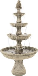 Sunnydaze Decor Fiberglass & Resin 4-Tier Grand Courtyard Bird Water Fountain, Light Brown, 80-in slide 1 of 7