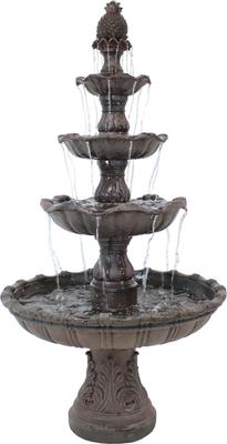 Show full view: Sunnydaze Decor Fiberglass & Resin 4-Tier Grand Courtyard Dark Chestnut Finish Bird Water Fountain, Dark Brown, 80-in slide 1 of 9