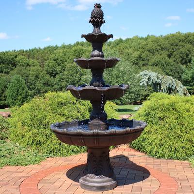 Show full view: Sunnydaze Decor Fiberglass & Resin 4-Tier Grand Courtyard Dark Chestnut Finish Bird Water Fountain, Dark Brown, 80-in slide 2 of 9