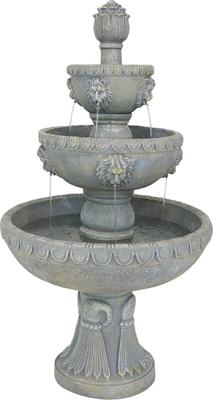Show full view: Sunnydaze Decor Fiberglass & Resin 4-Tier Lion Head Design Bird Water Fountain, White, 53-in slide 1 of 6