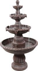 Sunnydaze Decor Fiberglass & Resin 4-Tier Mediterranean Bird Water Fountain, Light Brown, 49-in