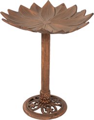 Sunnydaze Decor Garden Lotus Cast Aluminum Metal Bird Bath, Copper Patina, 16.5-in