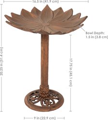 Sunnydaze Decor Garden Lotus Cast Aluminum Metal Bird Bath, Copper Patina, 16.5-in slide 2 of 7