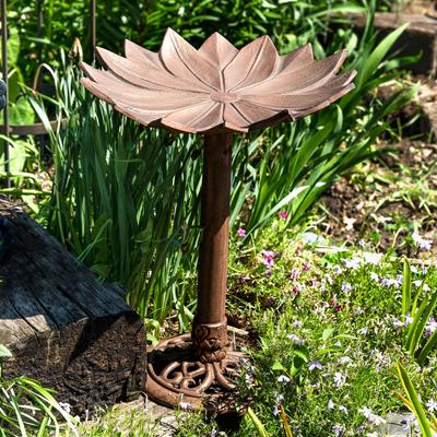 Show full view: Sunnydaze Decor Garden Lotus Cast Aluminum Metal Bird Bath, Copper Patina, 16.5-in slide 2 of 7