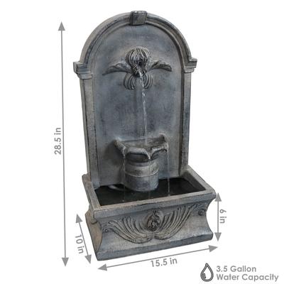 Show full view: Sunnydaze Decor Glass Reinforced Concrete French-Inspired Wall-Mount Bird Water Fountain, Grey, 28-in slide 4 of 8