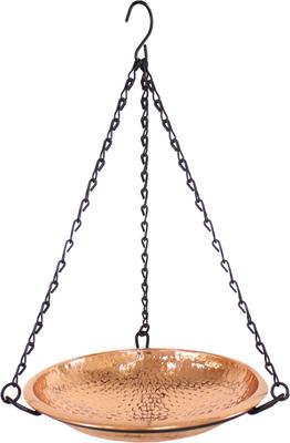 Show full view: Sunnydaze Decor Hand-Hammered Hanging Bird Bath with Detachable Bowl & Hanging Chain, Copper, 17.5-in slide 1 of 5