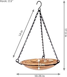 Sunnydaze Decor Hand-Hammered Hanging Bird Bath with Detachable Bowl & Hanging Chain, Copper, 17.5-in slide 2 of 5