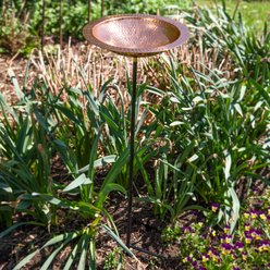Sunnydaze Decor Hand-Hammered Standing Bird Bath, Copper, 33-in slide 2 of 5