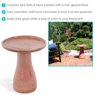 Show full view: Sunnydaze Decor High-Fired Smooth Ceramic Hand-Painted Duo-Tone Lava Bird Bath, Red slide 3 of 7