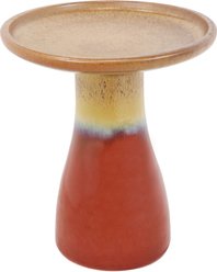 Sunnydaze Decor High-Fired Smooth Ceramic Hand-Painted Duo-Tone Lemon Cognac Bird Bath, Red