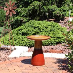Sunnydaze Decor High-Fired Smooth Ceramic Hand-Painted Duo-Tone Lemon Cognac Bird Bath, Red slide 2 of 7