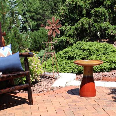 Show full view: Sunnydaze Decor High-Fired Smooth Ceramic Hand-Painted Duo-Tone Lemon Cognac Bird Bath, Red slide 5 of 7