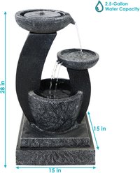Sunnydaze Decor Modern Cascading Bowls Solar Powered Bird Water Fountain with Battery Backup, LED Lights & Submersible Pump, Black, 28-in slide 2 of 6