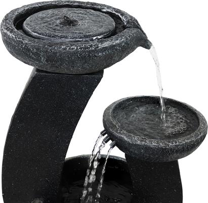 Show full view: Sunnydaze Decor Modern Cascading Bowls Solar Powered Bird Water Fountain with Battery Backup, LED Lights & Submersible Pump, Black, 28-in slide 6 of 6