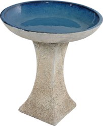 Sunnydaze Decor Nantes Ceramic Bird Bath with Lava Finish, White, 16-in