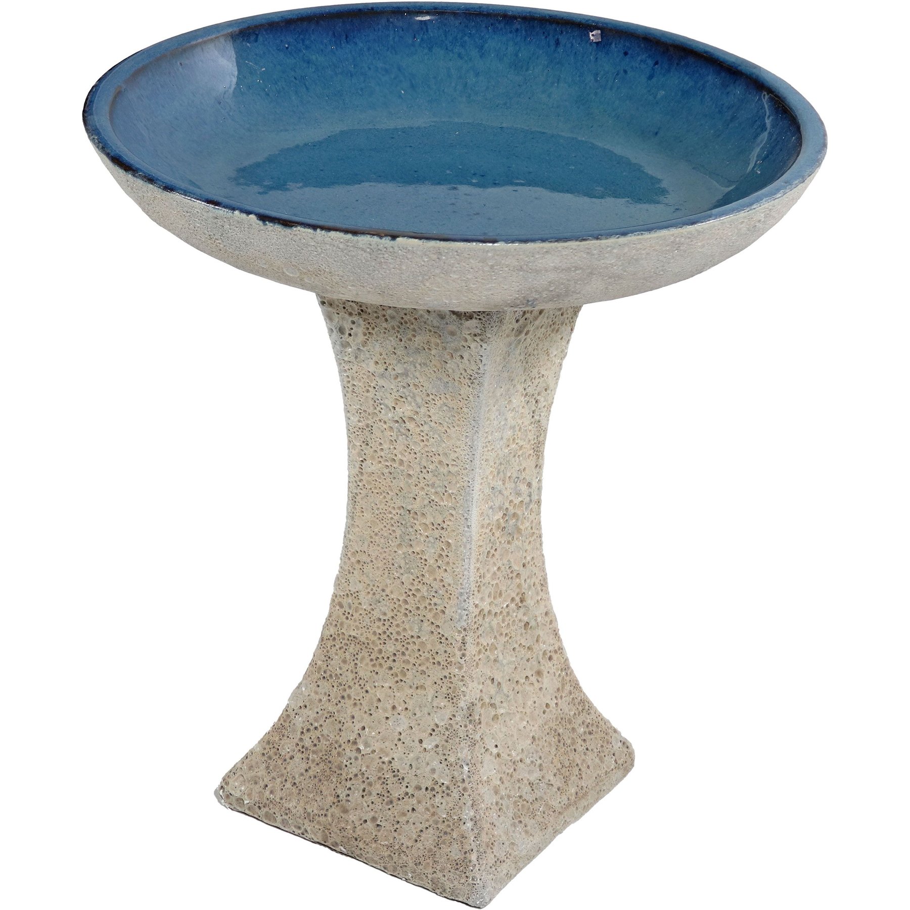 Sunnydaze Decor Nantes Ceramic Bird Bath with Lava Finish, White, 16-in