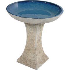 Sunnydaze Decor Nantes Ceramic Bird Bath with Lava Finish, White, 16-in