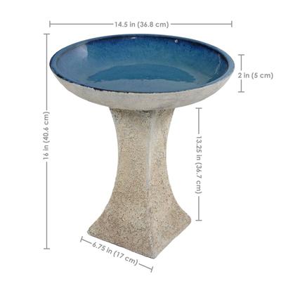 Show full view: Sunnydaze Decor Nantes Ceramic Bird Bath with Lava Finish, White, 16-in slide 3 of 7