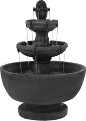 Sunnydaze Decor Polyresin 3-Tier Budding Fruition Bird Water Fountain, Dark Grey, 34-in