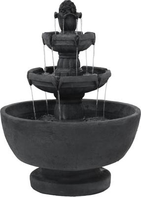 Show full view: Sunnydaze Decor Polyresin 3-Tier Budding Fruition Bird Water Fountain, Dark Grey, 34-in slide 1 of 7