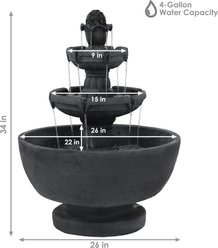 Sunnydaze Decor Polyresin 3-Tier Budding Fruition Bird Water Fountain, Dark Grey, 34-in slide 2 of 7