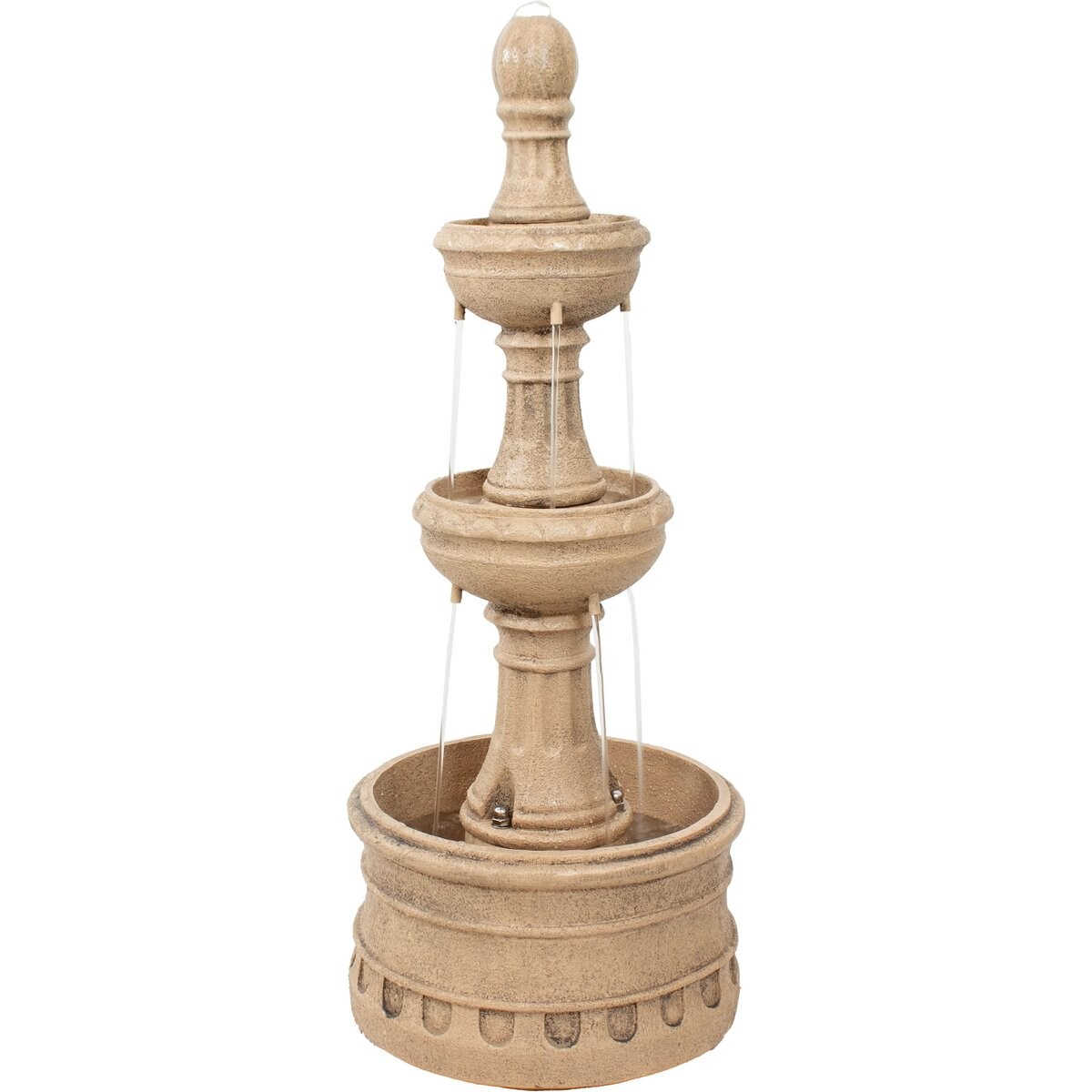 Sunnydaze Decor Polyresin 3-Tier Electric Cyprus Bird Eggshell Water Fountain, Light Brown, 39-in