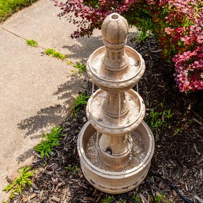 Show full view: Sunnydaze Decor Polyresin 3-Tier Electric Cyprus Bird Eggshell Water Fountain, Light Brown, 39-in slide 6 of 9