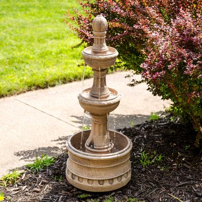 Show full view: Sunnydaze Decor Polyresin 3-Tier Electric Cyprus Bird Eggshell Water Fountain, Light Brown, 39-in slide 2 of 9