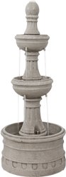 Sunnydaze Decor Polyresin 3-Tier Electric Cyprus Bird Water Fountain, Grey, 39-in
