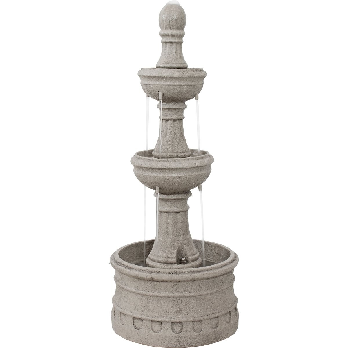 Sunnydaze Decor Polyresin 3-Tier Electric Cyprus Bird Water Fountain, Grey, 39-in