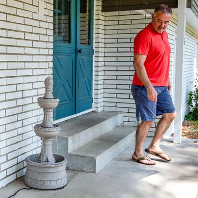 Show full view: Sunnydaze Decor Polyresin 3-Tier Electric Cyprus Bird Water Fountain, Grey, 39-in slide 5 of 9