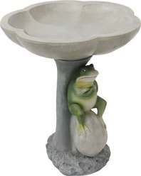 Sunnydaze Decor Polyresin Brooding Frog on Stone Outdoor Garden Bird Bath